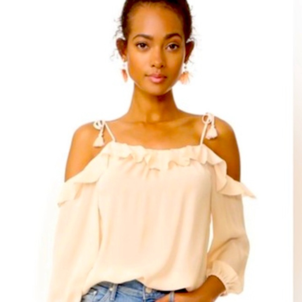 Joie peach Eukene Cold Shoulder Ruffled Blouse XXS